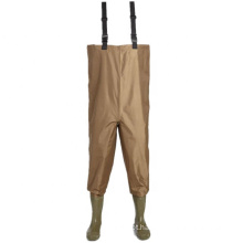 Cheap Nylon/PVC Fly Fishing Chest Waders with PVC Boots for Men